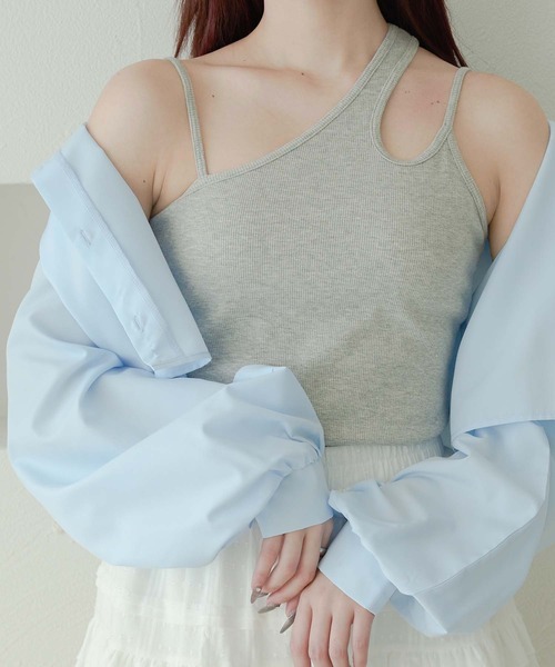 Ambre Neige(アンブルネージュ)の「asymmetry camisole / アシメカップ付きキャミソール(キャミソール・レディース・ブラック/グレー/アイボリー・FREE)」の3枚目の写真