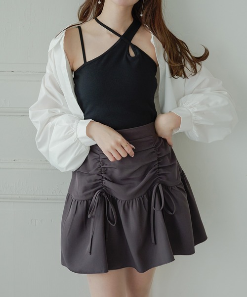 Ambre Neige(アンブルネージュ)の「asymmetry camisole / アシメカップ付きキャミソール(キャミソール・レディース・ブラック/グレー/アイボリー・FREE)」の5枚目の写真