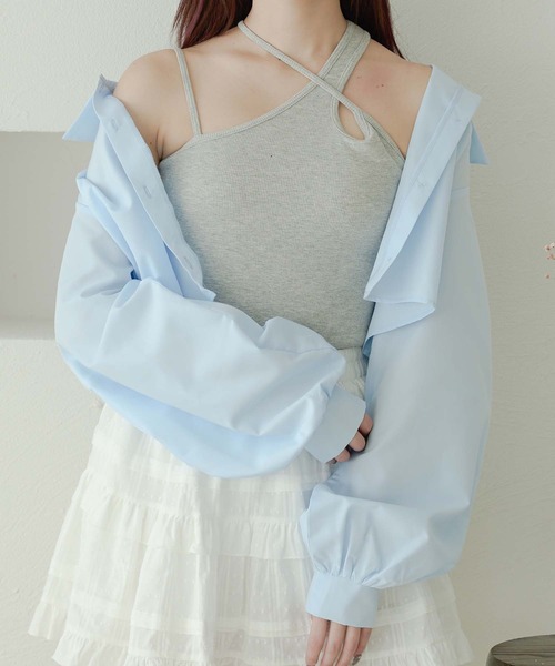 Ambre Neige(アンブルネージュ)の「asymmetry camisole / アシメカップ付きキャミソール(キャミソール・レディース・ブラック/グレー/アイボリー・FREE)」の6枚目の写真