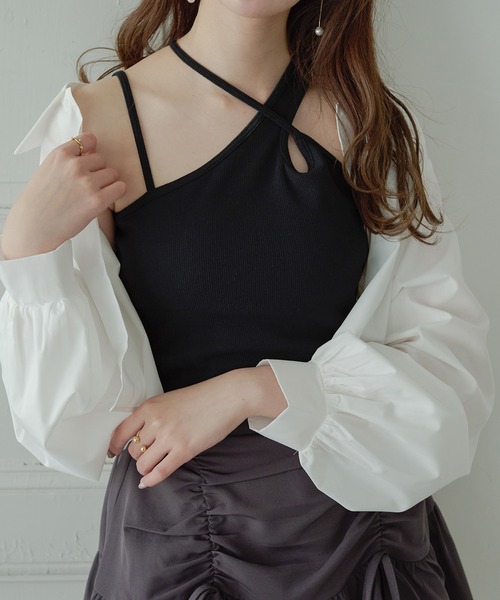 Ambre Neige(アンブルネージュ)の「asymmetry camisole / アシメカップ付きキャミソール(キャミソール・レディース・ブラック/グレー/アイボリー・FREE)」の13枚目の写真