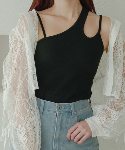 Ambre Neige(アンブルネージュ)の「asymmetry camisole / アシメカップ付きキャミソール(キャミソール・レディース・ブラック/グレー/アイボリー・FREE)」の15枚目の写真