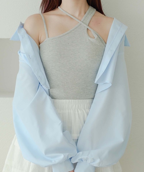 Ambre Neige(アンブルネージュ)の「asymmetry camisole / アシメカップ付きキャミソール(キャミソール・レディース・ブラック/グレー/アイボリー・FREE)」の19枚目の写真