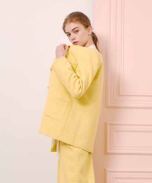 LOULOU WILLOUGHBY(ルルウィルビー)の「【LOULOU WILLOUGHBY】スラブツイードロングジャケット(その他アウター・レディース・イエロー/オフホワイト・1/2)」の20枚目の写真