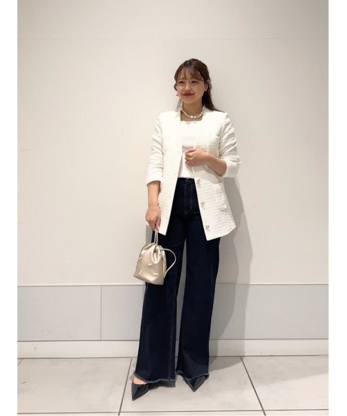 LOULOU WILLOUGHBY(ルルウィルビー)の「【LOULOU WILLOUGHBY】スラブツイードロングジャケット(その他アウター・レディース・イエロー/オフホワイト・1/2)」の7枚目の写真