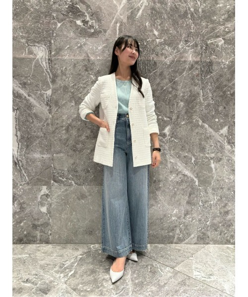 LOULOU WILLOUGHBY(ルルウィルビー)の「【LOULOU WILLOUGHBY】スラブツイードロングジャケット(その他アウター・レディース・イエロー/オフホワイト・1/2)」の9枚目の写真