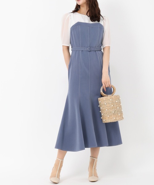 セール】2025春夏新作 ドッキングシャンブレーワンピース（ワンピース