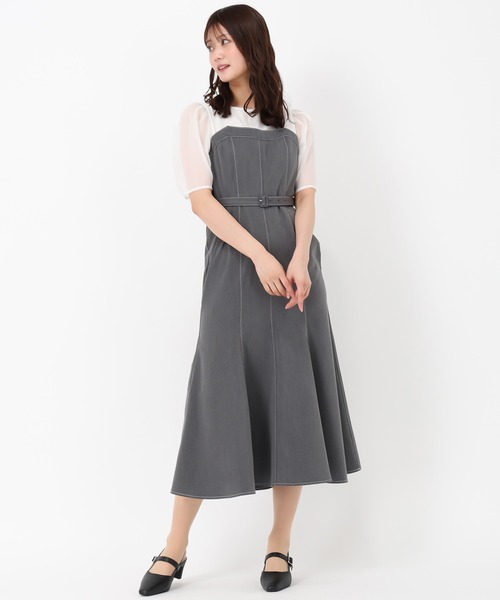 セール】2025春夏新作 ドッキングシャンブレーワンピース（ワンピース