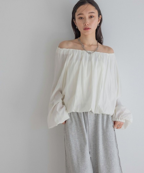 JEANASIS（ジーナシス）の「2WAYバルーンブラウス/328075（シャツ/ブラウス・レディース・オフホワイト/チャコールグレー/ブラック/レッド・FREE）」の7枚目の写真