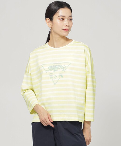 EVEX by KRIZIA(エヴェックスバイクリツィア)の「【ウォシャブル】イニシャルパンサープリントカットソー(Tシャツ/カットソー・レディース・イエロー/ブルー系その他2/ダークネイビー/オフホワイト・40)」の1枚目の写真