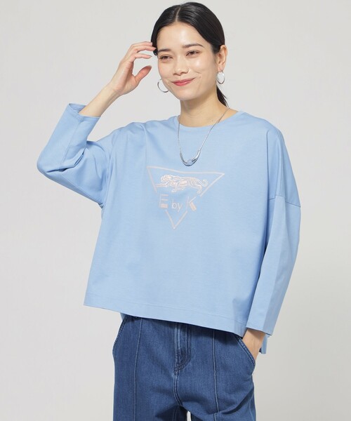 EVEX by KRIZIA(エヴェックスバイクリツィア)の「【ウォシャブル】イニシャルパンサープリントカットソー(Tシャツ/カットソー・レディース・イエロー/ブルー系その他2/ダークネイビー/オフホワイト・40)」の4枚目の写真