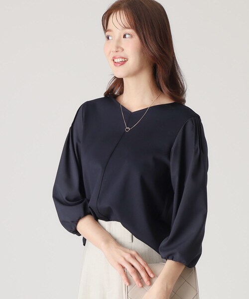 COUP DE CHANCE（クードシャンス）の「【洗える／日本製／袖の異素材使い】ジャージプルオーバー（Tシャツ/カットソー・レディース・ナチュラル/ホワイト/ネイビー・34/36/38/40）」の10枚目の写真