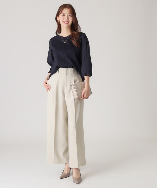 COUP DE CHANCE（クードシャンス）の「【洗える／日本製／袖の異素材使い】ジャージプルオーバー（Tシャツ/カットソー・レディース・ナチュラル/ホワイト/ネイビー・34/36/38/40）」の11枚目の写真