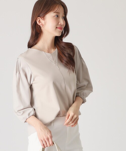 COUP DE CHANCE（クードシャンス）の「【洗える／日本製／袖の異素材使い】ジャージプルオーバー（Tシャツ/カットソー・レディース・ナチュラル/ホワイト/ネイビー・34/36/38/40）」の13枚目の写真