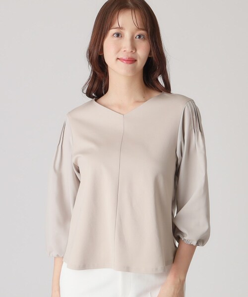 COUP DE CHANCE（クードシャンス）の「【洗える／日本製／袖の異素材使い】ジャージプルオーバー（Tシャツ/カットソー・レディース・ナチュラル/ホワイト/ネイビー・34/36/38/40）」の17枚目の写真