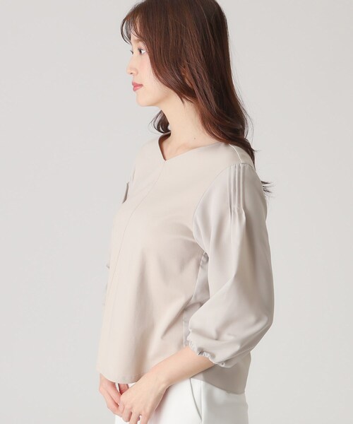 COUP DE CHANCE（クードシャンス）の「【洗える／日本製／袖の異素材使い】ジャージプルオーバー（Tシャツ/カットソー・レディース・ナチュラル/ホワイト/ネイビー・34/36/38/40）」の18枚目の写真