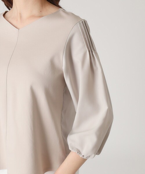 COUP DE CHANCE（クードシャンス）の「【洗える／日本製／袖の異素材使い】ジャージプルオーバー（Tシャツ/カットソー・レディース・ナチュラル/ホワイト/ネイビー・34/36/38/40）」の22枚目の写真