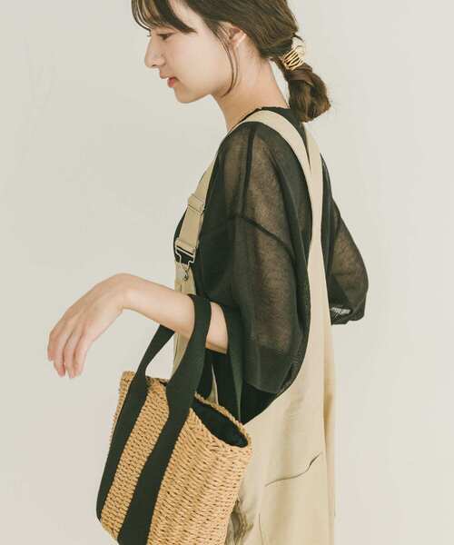 ITEMS URBANRESEARCH（アイテムズ アーバンリサーチ）の「シアーハンソデニットプルオーバー（ニット/セーター・レディース・グリーン/ブラック/グレー系その他・FREE）」の5枚目の写真