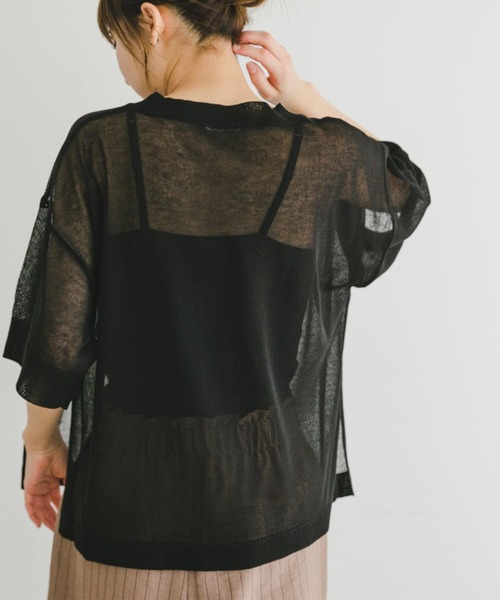 ITEMS URBANRESEARCH（アイテムズ アーバンリサーチ）の「シアーハンソデニットプルオーバー（ニット/セーター・レディース・グリーン/ブラック/グレー系その他・FREE）」の9枚目の写真