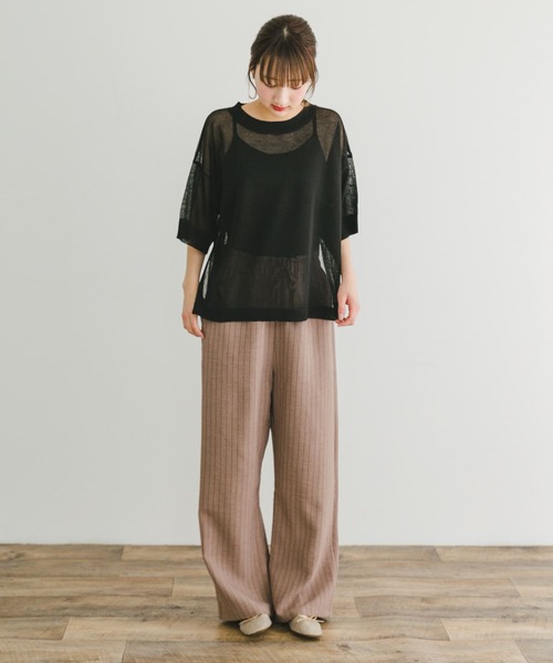 ITEMS URBANRESEARCH（アイテムズ アーバンリサーチ）の「シアーハンソデニットプルオーバー（ニット/セーター・レディース・グリーン/ブラック/グレー系その他・FREE）」の10枚目の写真