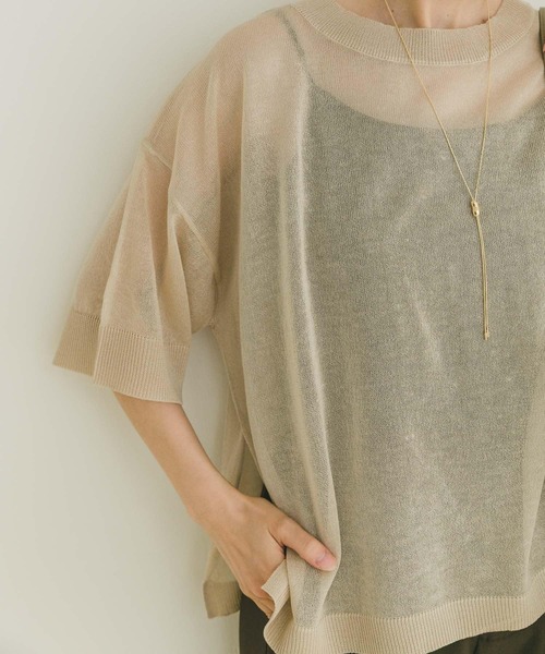 ITEMS URBANRESEARCH（アイテムズ アーバンリサーチ）の「シアーハンソデニットプルオーバー（ニット/セーター・レディース・グリーン/ブラック/グレー系その他・FREE）」の11枚目の写真