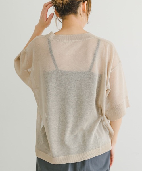 ITEMS URBANRESEARCH（アイテムズ アーバンリサーチ）の「シアーハンソデニットプルオーバー（ニット/セーター・レディース・グリーン/ブラック/グレー系その他・FREE）」の15枚目の写真