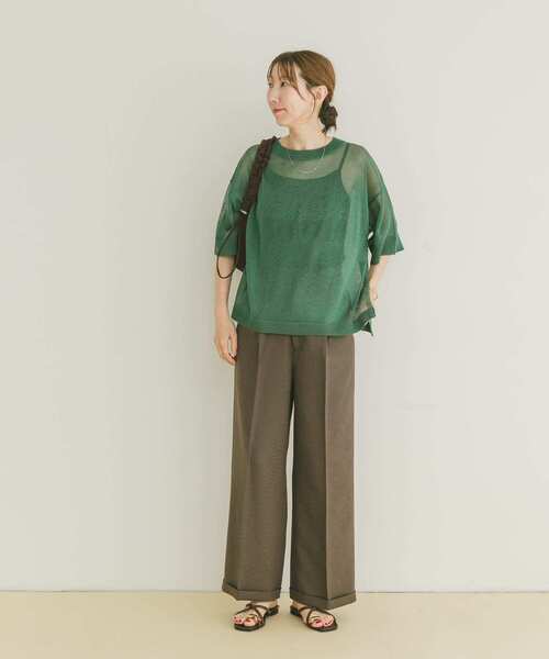 ITEMS URBANRESEARCH（アイテムズ アーバンリサーチ）の「シアーハンソデニットプルオーバー（ニット/セーター・レディース・グリーン/ブラック/グレー系その他・FREE）」の21枚目の写真