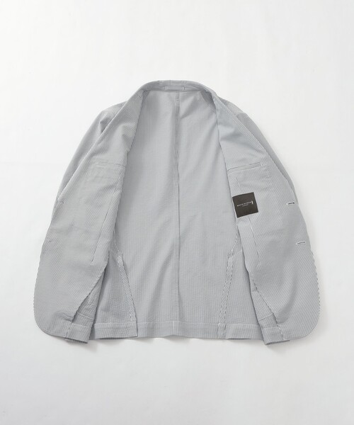 【最終価格】美品 マッキントッシュ【40R】シアサッカー　淡色ブルー系 LEON掲載】【ETTRICK】シンセティックボンディングスタンド