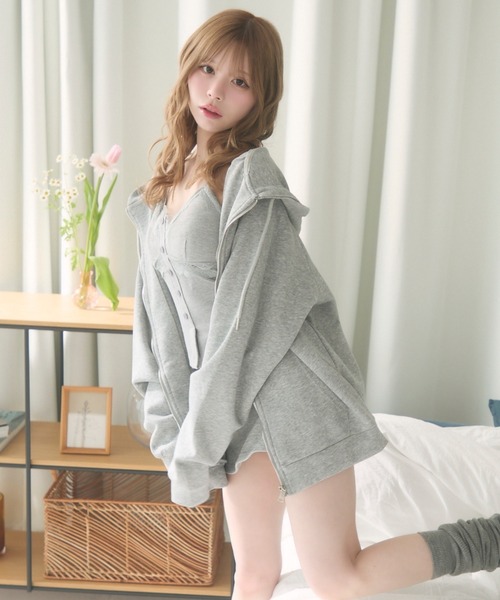 セール】レースキャミ付きスウェットセットアップ（セットアップ