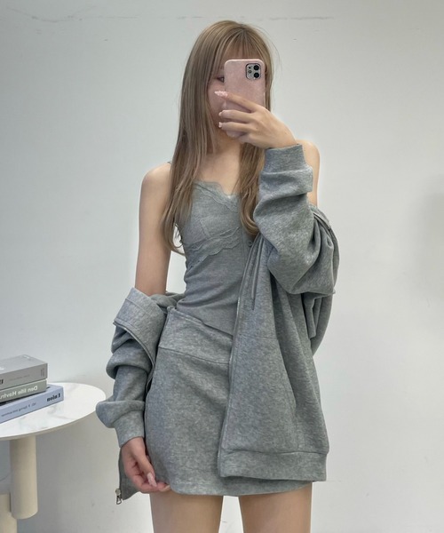 TITTY＆CO. セットアップ レースキャミ付きスウェット