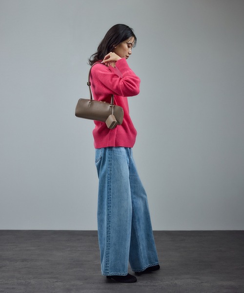 ミニポーチ付きスプリットレザーワイドバッグ / 追加（ショルダー