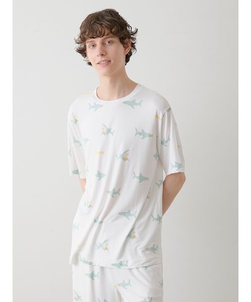 セール】【HOMME】【接触冷感】SHARK柄Tシャツ（ルームウェア