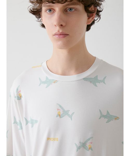 セール】【HOMME】【接触冷感】SHARK柄Tシャツ（ルームウェア