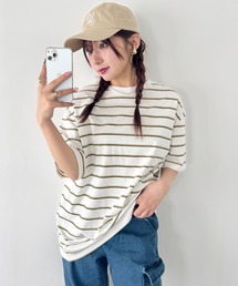 細マルチボーダーリンガー半袖Tシャツ