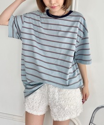 細マルチボーダーリンガー半袖Tシャツ