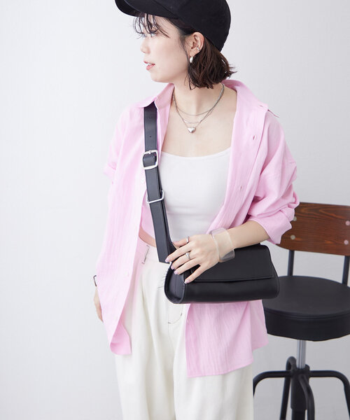 NUNIFE(ユニフィー)の「【NUNIFE】後ろロゴ刺繍チェックシャツ【ユニセックス】(シャツ/ブラウス・レディース・オフホワイト/オレンジ/ブルー/ブルー系その他/イエロー/ピンク・FREE)」の10枚目の写真