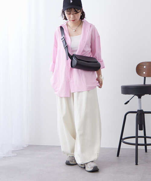 NUNIFE(ユニフィー)の「【NUNIFE】後ろロゴ刺繍チェックシャツ【ユニセックス】(シャツ/ブラウス・レディース・オフホワイト/オレンジ/ブルー/ブルー系その他/イエロー/ピンク・FREE)」の12枚目の写真