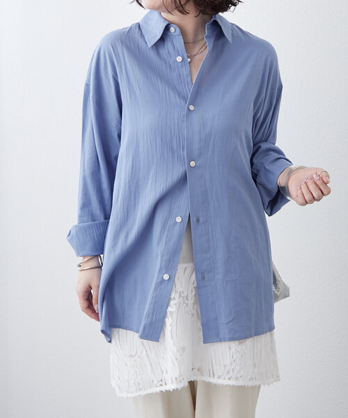 NUNIFE(ユニフィー)の「【NUNIFE】後ろロゴ刺繍チェックシャツ【ユニセックス】(シャツ/ブラウス・レディース・オフホワイト/オレンジ/ブルー/ブルー系その他/イエロー/ピンク・FREE)」の22枚目の写真