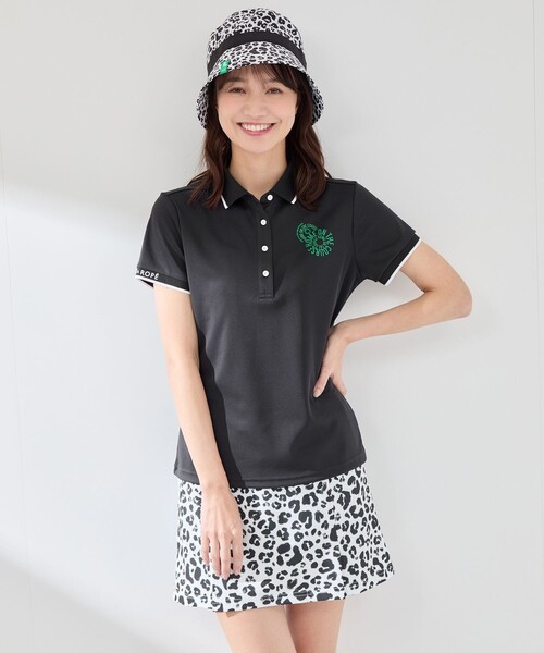 JUN&ROPE'（ジュンアンドロペ）の「【UV CARE】【吸水速乾】【ストレッチ】クールマックス半袖ポロ（ポロシャツ・レディース・ホワイト/ブラック・M/S/L）」の7枚目の写真