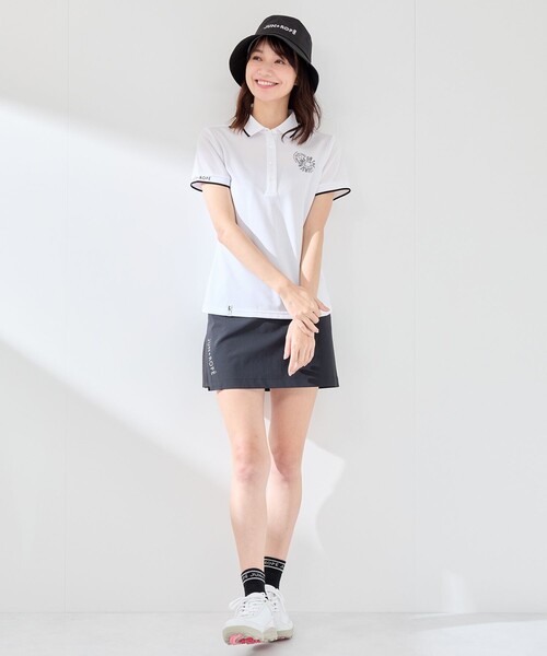 JUN&ROPE'（ジュンアンドロペ）の「【UV CARE】【吸水速乾】【ストレッチ】クールマックス半袖ポロ（ポロシャツ・レディース・ホワイト/ブラック・M/S/L）」の9枚目の写真