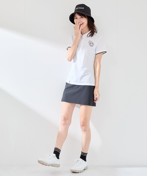 JUN&ROPE'（ジュンアンドロペ）の「【UV CARE】【吸水速乾】【ストレッチ】クールマックス半袖ポロ（ポロシャツ・レディース・ホワイト/ブラック・M/S/L）」の10枚目の写真