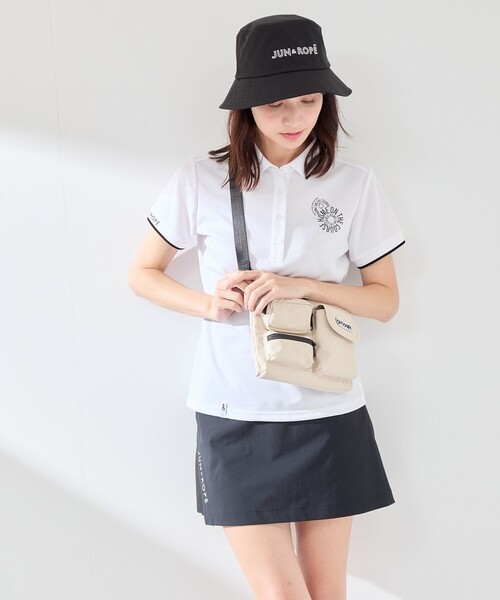 JUN&ROPE'（ジュンアンドロペ）の「【UV CARE】【吸水速乾】【ストレッチ】クールマックス半袖ポロ（ポロシャツ・レディース・ホワイト/ブラック・M/S/L）」の13枚目の写真