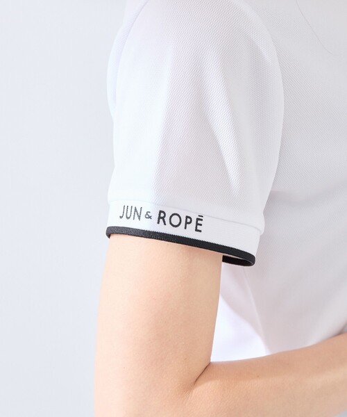 JUN&ROPE'（ジュンアンドロペ）の「【UV CARE】【吸水速乾】【ストレッチ】クールマックス半袖ポロ（ポロシャツ・レディース・ホワイト/ブラック・M/S/L）」の20枚目の写真