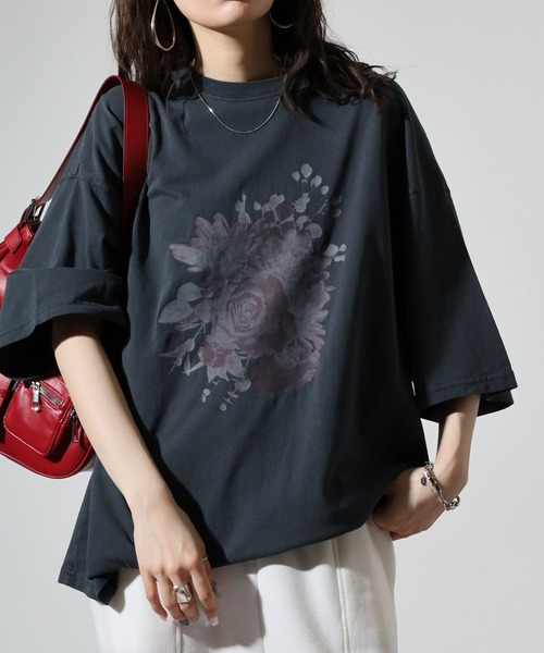 FUNALIVE(ファンアライブ)の「WS select ピグメントバイオWASH加工 花柄Tシャツ(Tシャツ/カットソー・メンズ・ブラック系2/ブラック系3/ブラック系4/グレー系1/グレー系2/グレー系3/グレー系4/ブラック系1・M/L)」の1枚目の写真
