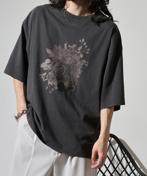 FUNALIVE(ファンアライブ)の「WS select ピグメントバイオWASH加工 花柄Tシャツ(Tシャツ/カットソー・メンズ・ブラック系2/ブラック系3/ブラック系4/グレー系1/グレー系2/グレー系3/グレー系4/ブラック系1・M/L)」の5枚目の写真