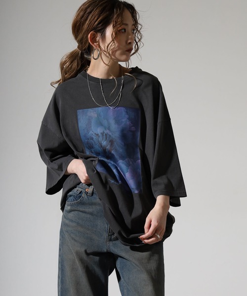 FUNALIVE(ファンアライブ)の「WS select ピグメントバイオWASH加工 花柄Tシャツ(Tシャツ/カットソー・メンズ・ブラック系2/ブラック系3/ブラック系4/グレー系1/グレー系2/グレー系3/グレー系4/ブラック系1・M/L)」の7枚目の写真