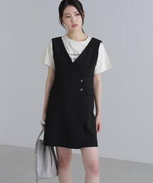 前開きジャンパースカート② 楽ちん！ストレッチ前後2WAYジャンパースカート - ベルーナ【公式】