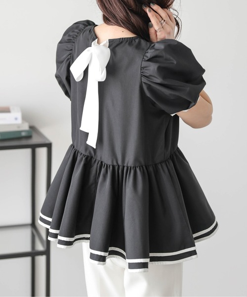 SUGAR BISKET(シュガービスケット)の「バックリボン ペプラムブラウス(シャツ/ブラウス・レディース・ホワイト/ブラック・M/L)」の14枚目の写真