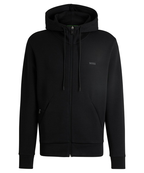 HUGO BOSS ボス ストレッチコットン ジップアップパーカー ロゴ HUGO BOSS (ヒューゴボス) ストレッチコットン ワンポイント