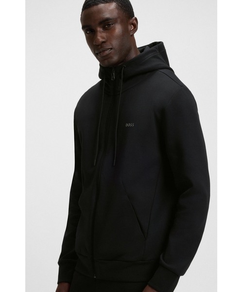 ストレッチコットン ジップアップフーディ ロゴプリント（スウェット