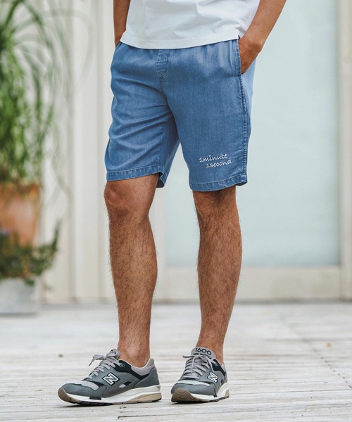 1minute 1second(ワンミニットワンセカンド)の「mp13512-chambray easy shorts イージーショートパンツ(その他パンツ・メンズ・ライトインディゴブルー/インディゴブルー・S/M/L/XL)」の2枚目の写真